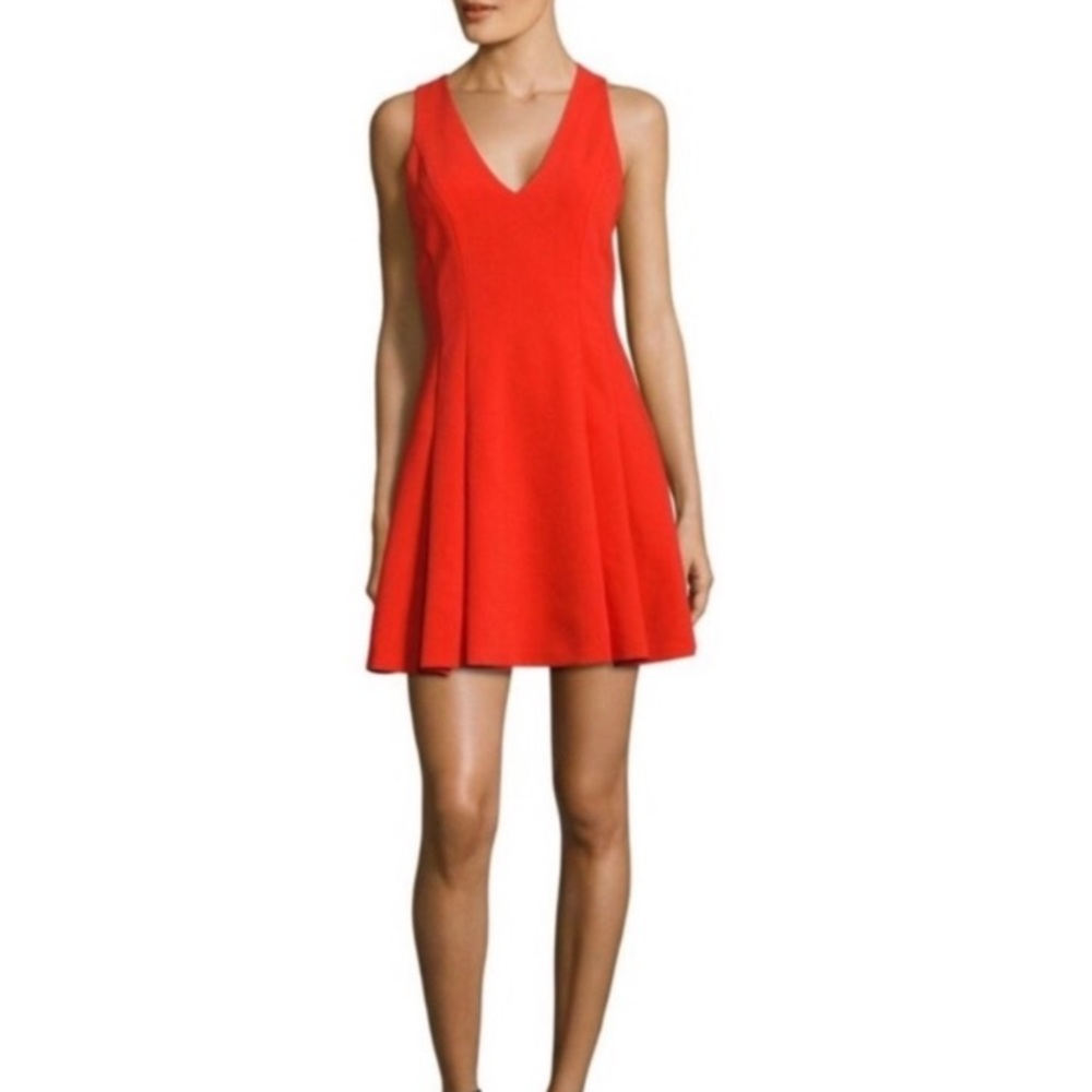ALICE + OLIVIA Elva V-neck Fit & Flare Dress Red 4